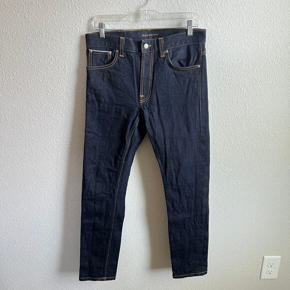 Nudie Jeans Co. Lean Dean Dry True Selvage Men's 30x30 Mid Rise Dark Wash Slim - Picture 1 of 8